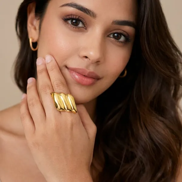 Gold_Plated_Statement_Ring_With_Textured_Wave_Design_For_Women