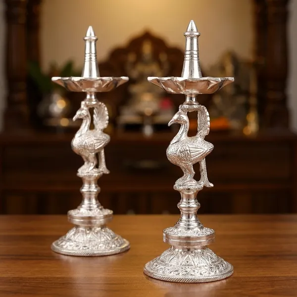 Decorative_Silver_Toned_Swan_Oil_Lamp_Stand_With_Diya_Set_Of_2