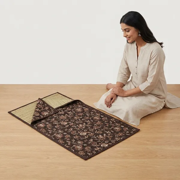 Brown_Corai_Grass_Cotton_&_Polyester_Mat_For_Prayer_Or_Meditation