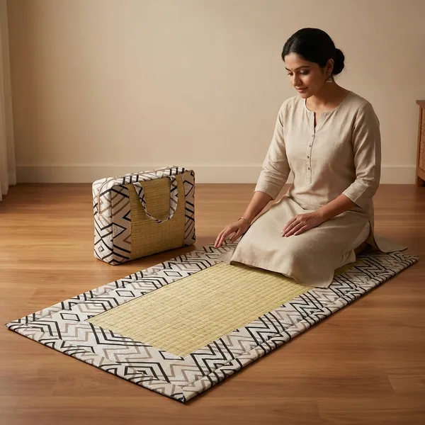 Multicolour_Corai_Grass_Cotton_&_Polyester_Mat_For_Prayer_Or_Meditation