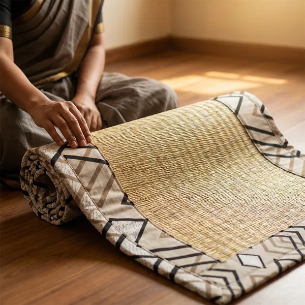 Multicolour_Corai_Grass_Cotton_&_Polyester_Mat_For_Prayer_Or_Meditation