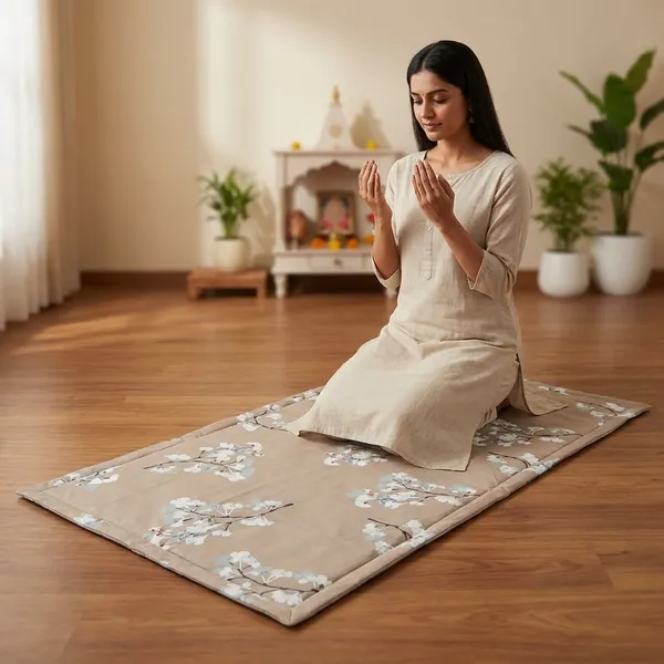 Grey_And_White_Corai_Grass_Cotton_&_Polyester_Mat_For_Prayer_Or_Meditation