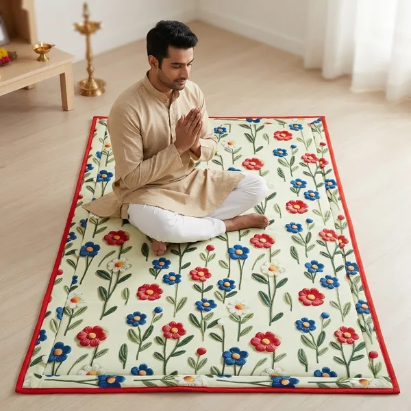 Multicolour_Corai_Grass_Cotton_&_Polyester_Mat_For_Prayer_Or_Meditation