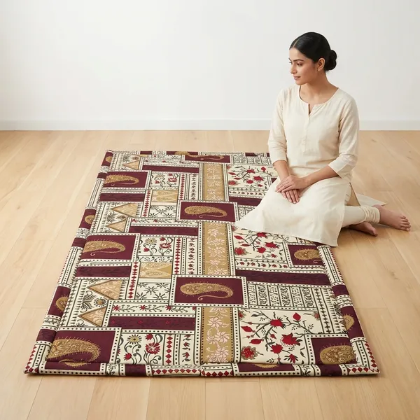 Multicolour_Corai_Grass_Cotton_&_Polyester_Mat_For_Prayer_Or_Meditation