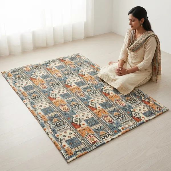 Multicolour_Corai_Grass_Cotton_&_Polyester_Mat_For_Sleeping
