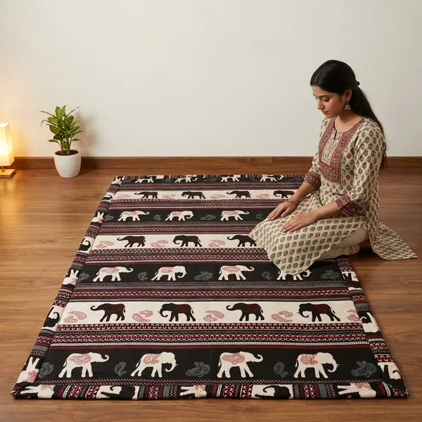 Multicolour_Corai_Grass_Cotton_&_Polyester_Mat_For_Prayer_Or_Meditation