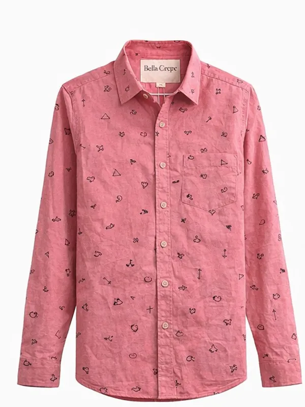 Coral_Pink_Urban_Symbol_Embroidered_Shirt_For_Men