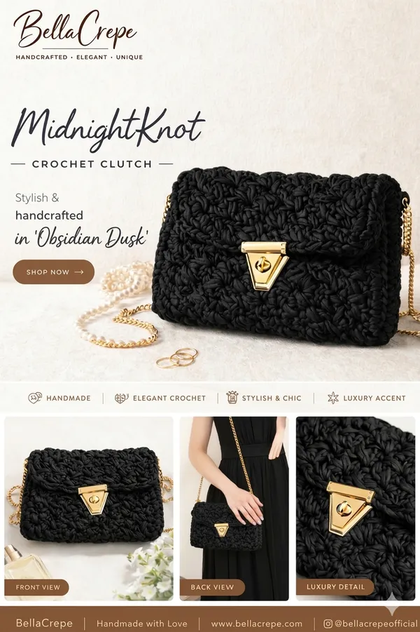 Midnight_Black_Knot_Crochet_ClutchFor_Women
