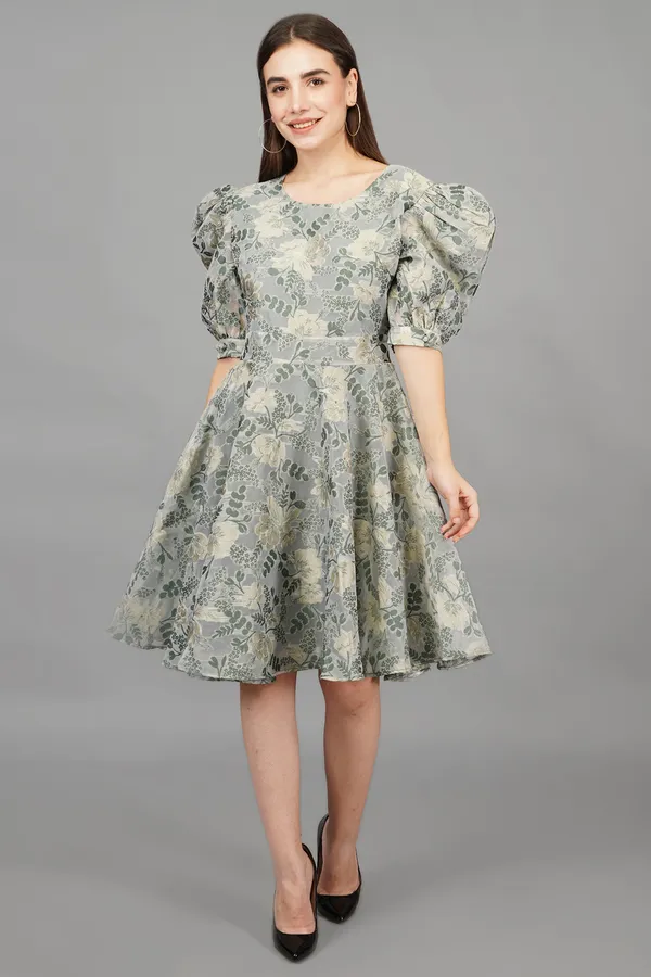 Green_Olive_Floral_Cutout_Dress_For_Women