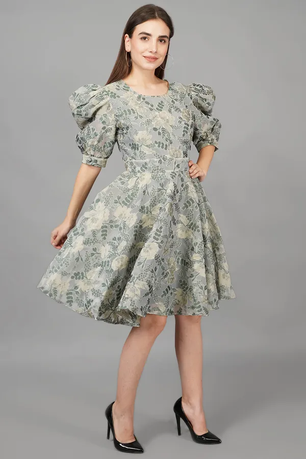 Green_Olive_Floral_Cutout_Dress_For_Women