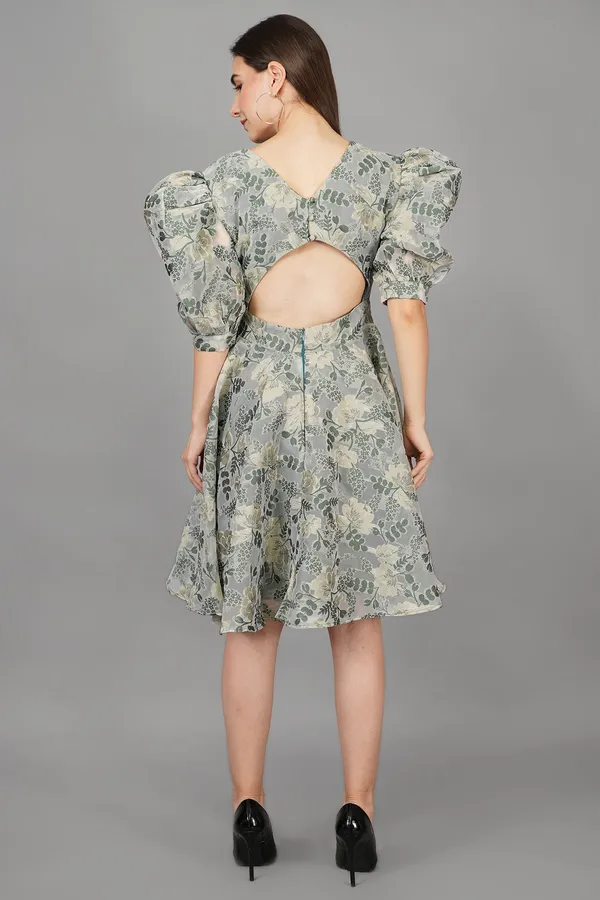 Green_Olive_Floral_Cutout_Dress_For_Women