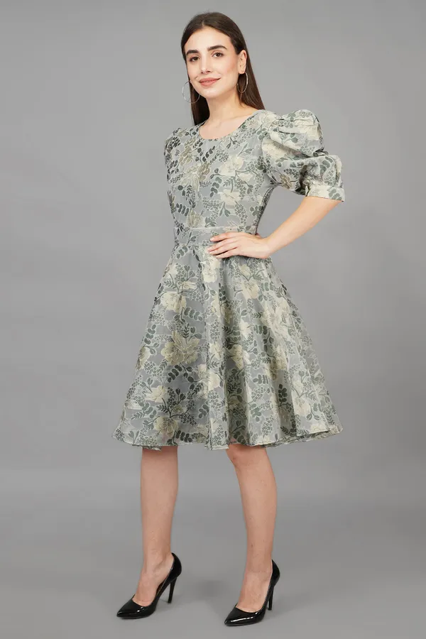 Green_Olive_Floral_Cutout_Dress_For_Women