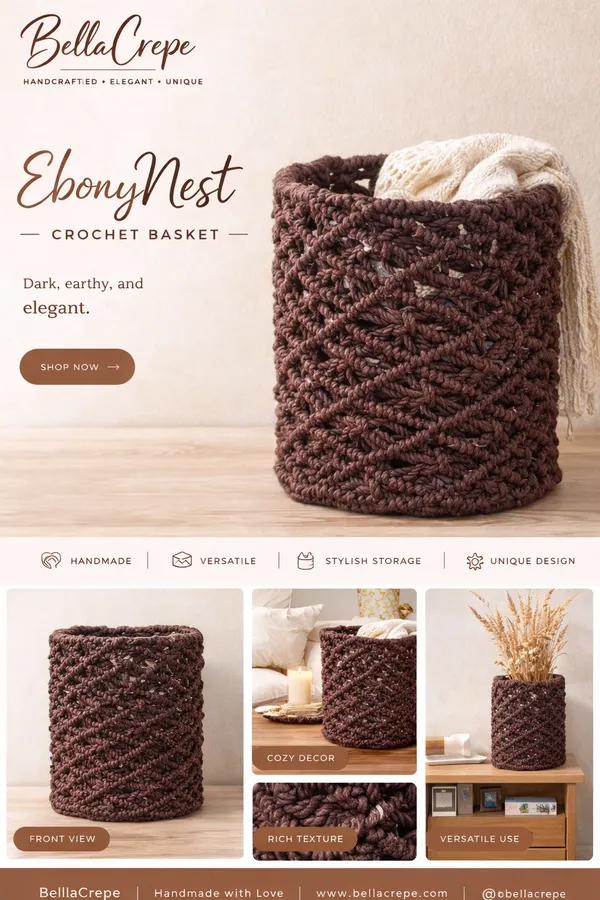 Ebony_Black_Nest_Crochet_Basket
