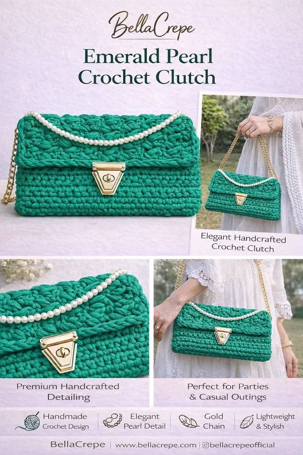 Emerald_Green_Pearl_Crochet_Clutch_For_Women