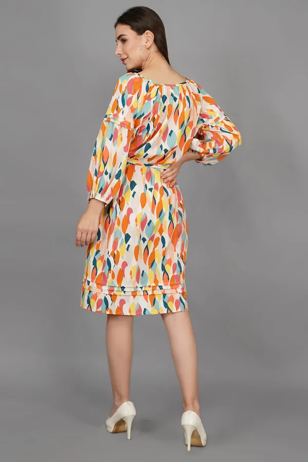 Larisa_Multi_Abstract_Pleated_Dress_For_Women