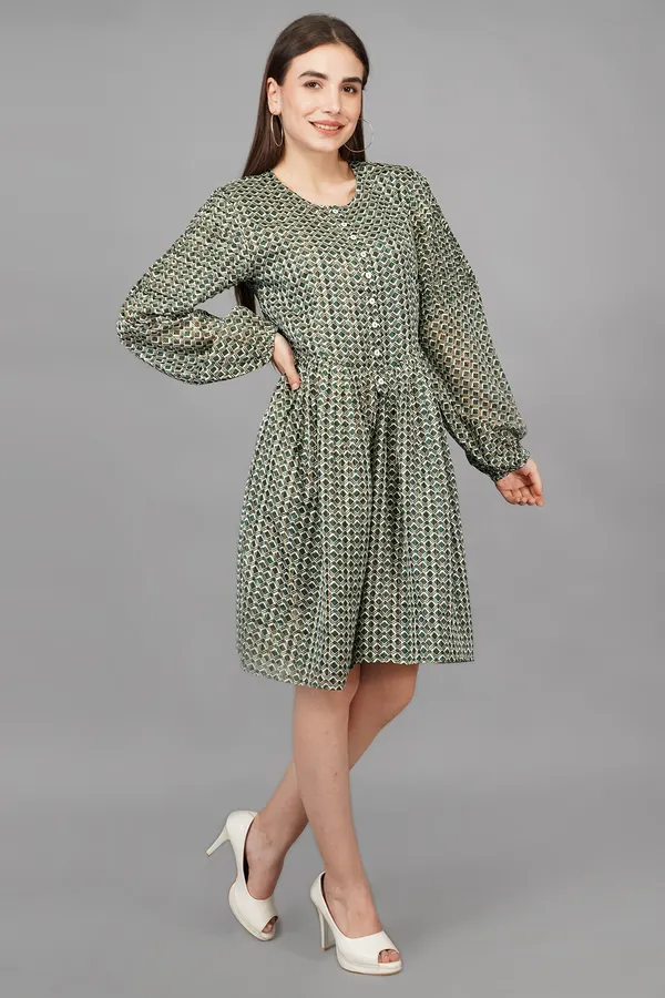 Army_Green_Geometrical_Lurex_Dress_For_Women