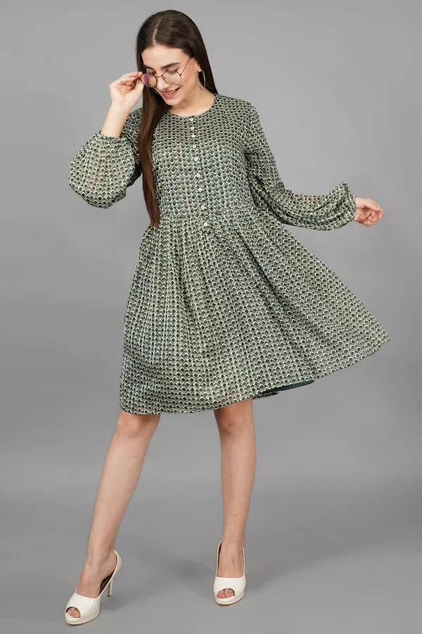 Army_Green_Geometrical_Lurex_Dress_For_Women