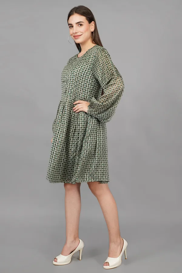 Army_Green_Geometrical_Lurex_Dress_For_Women