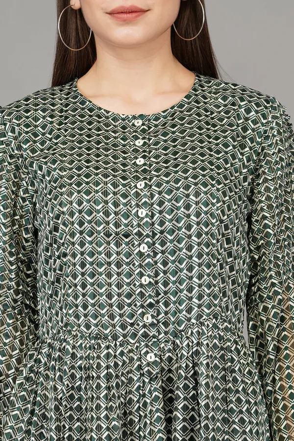 Army_Green_Geometrical_Lurex_Dress_For_Women
