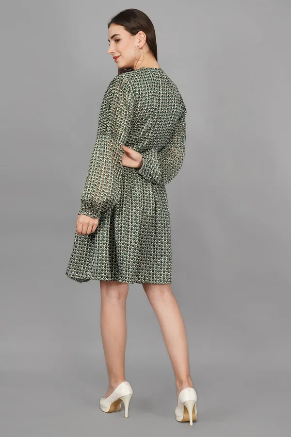 Army_Green_Geometrical_Lurex_Dress_For_Women
