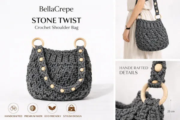 Stone_Grey_Twist_Crochet_Bag_For_Women