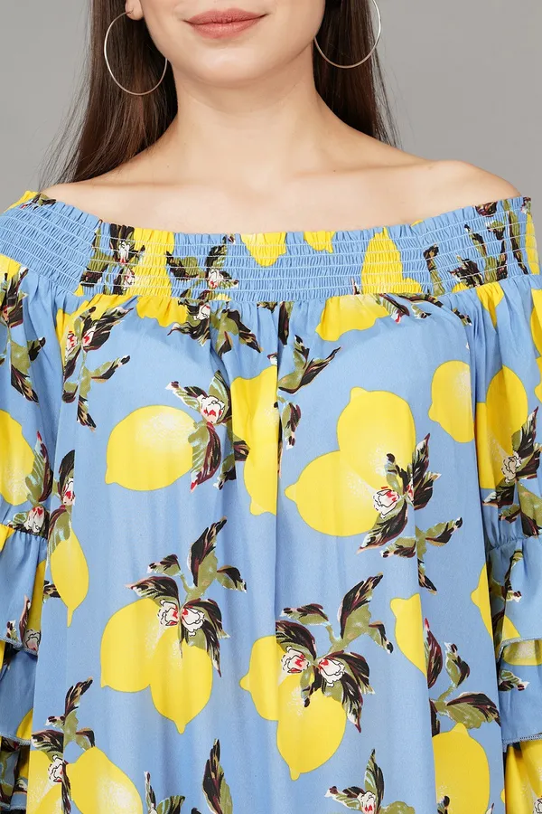Azure_Blue_Lemon_Frill_Dress_For_Women