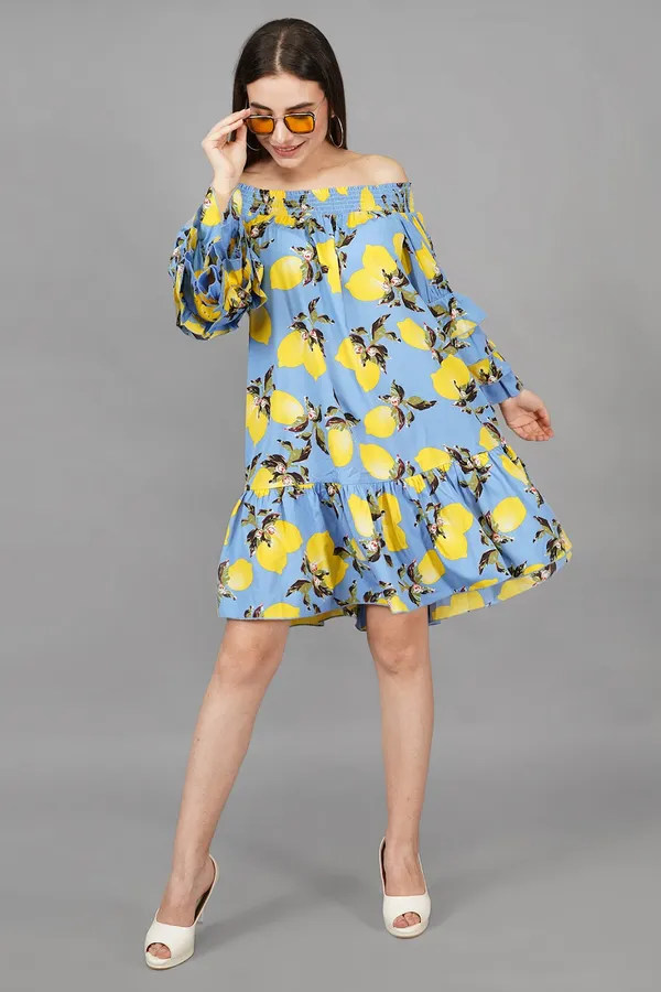 Azure_Blue_Lemon_Frill_Dress_For_Women