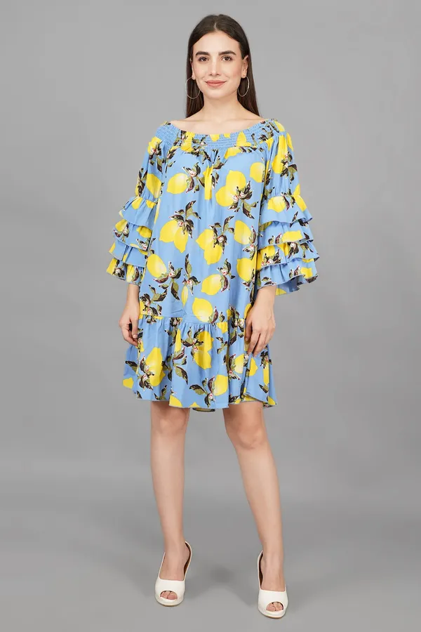 Azure_Blue_Lemon_Frill_Dress_For_Women