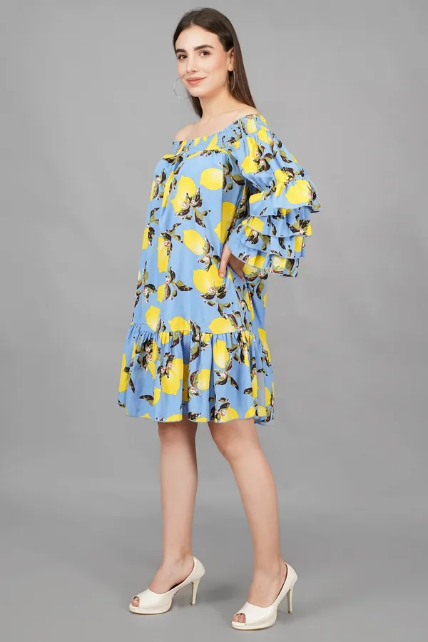 Azure_Blue_Lemon_Frill_Dress_For_Women