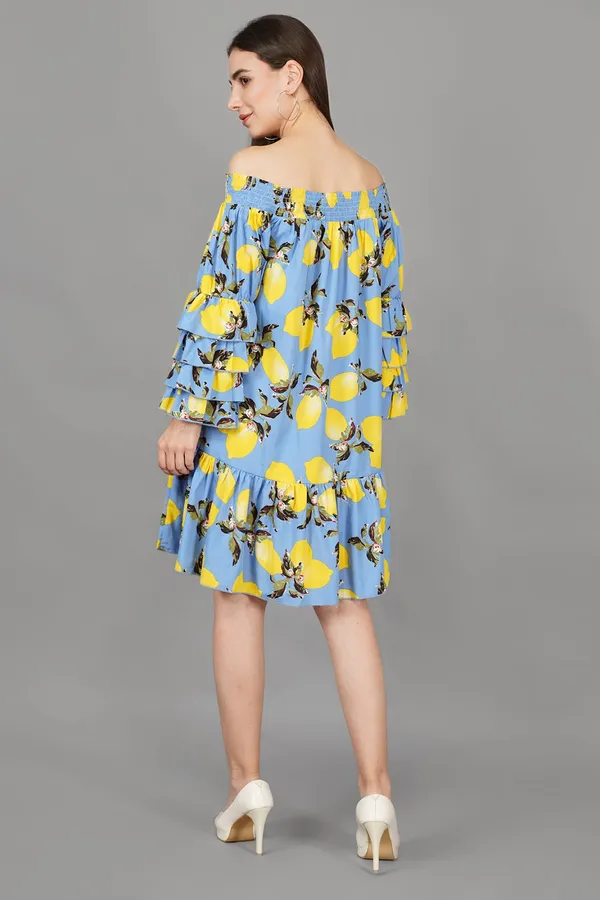 Azure_Blue_Lemon_Frill_Dress_For_Women