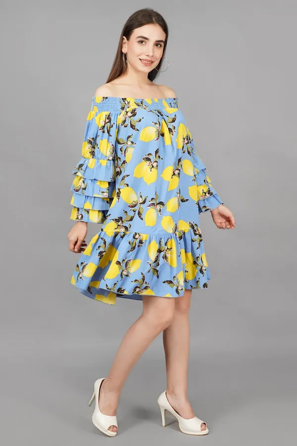 Azure_Blue_Lemon_Frill_Dress_For_Women
