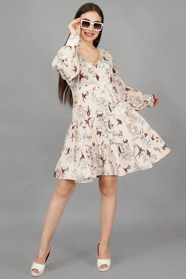 Cream_Blossom_Garden_Printed_Dress_For_Women