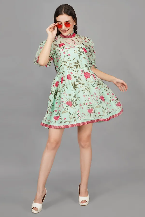 Mint_Dahlia_Balloon_Sleeve_Dress_For_Women
