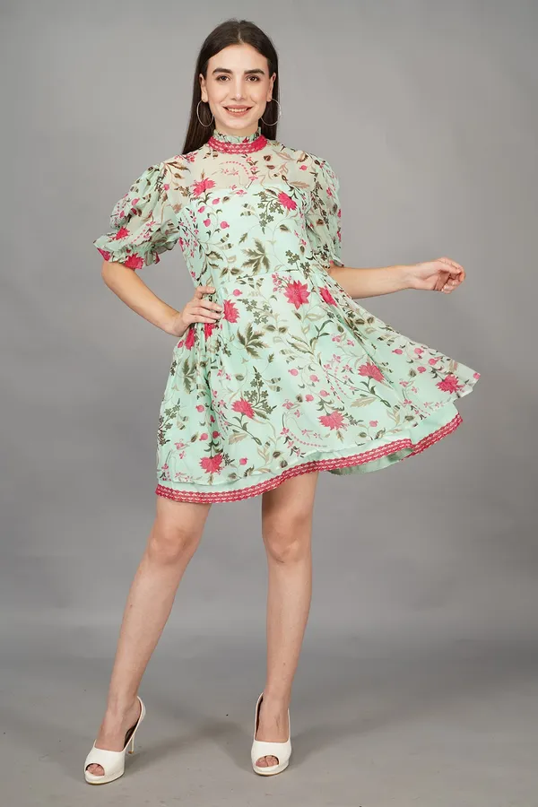 Mint_Dahlia_Balloon_Sleeve_Dress_For_Women