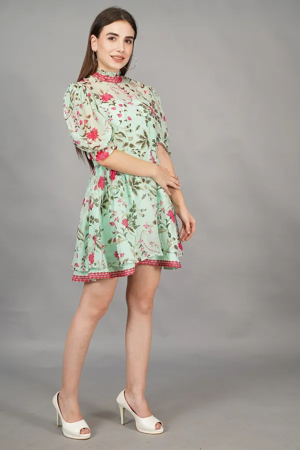 Mint_Dahlia_Balloon_Sleeve_Dress_For_Women