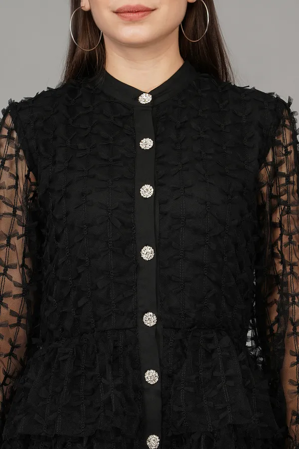 Black_Jeweled_Mesh_Frill_Dress_For_Women