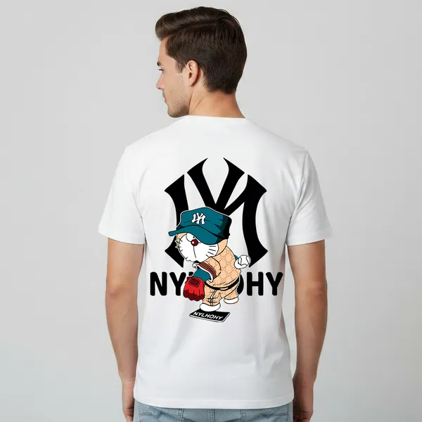 White_Cotton_Lycra_Tencel_Round_Neck_T_Shirt_For_Men