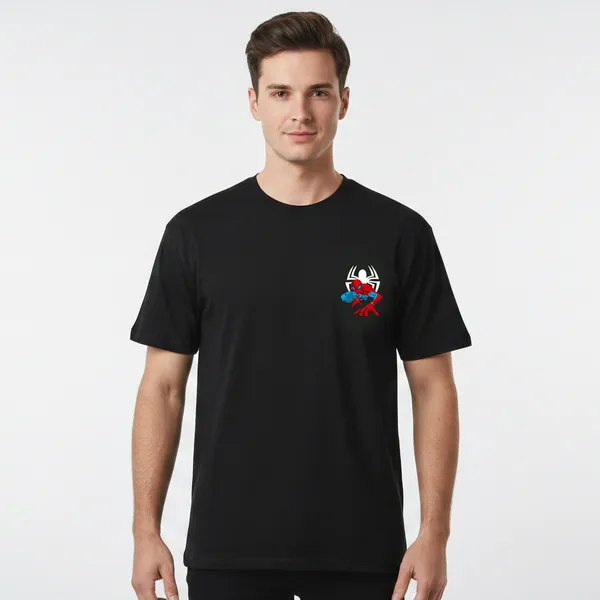 Black_Cotton_Lycra_Tencel_Round_Neck_T_Shirt_For_Men