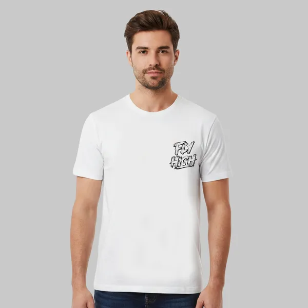 White_Cotton_Lycra_Tencel_Round_Neck_T_Shirt_For_Men