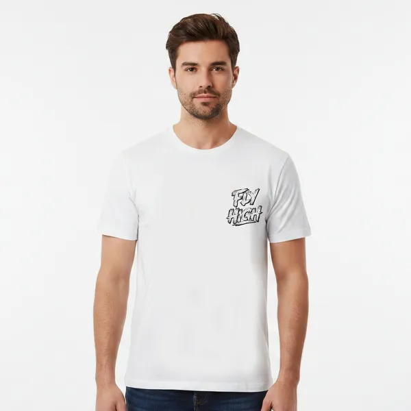 White_Cotton_Lycra_Tencel_Round_Neck_T_Shirt_For_Men