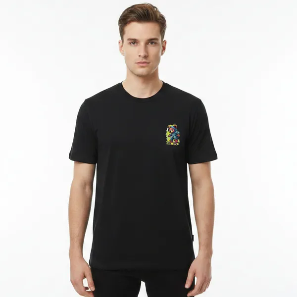 Black_Cotton_Lycra_Tencel_Round_Neck_T_Shirt_For_Men