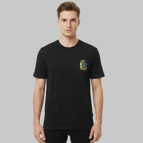 Black_Cotton_Lycra_Tencel_Round_Neck_T_Shirt_For_Men