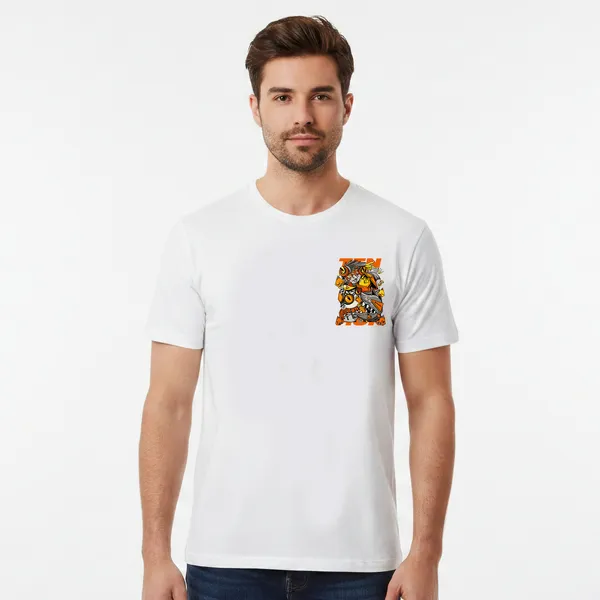 White_Cotton_Lycra_Tencel_Round_Neck_T_Shirt_For_Men