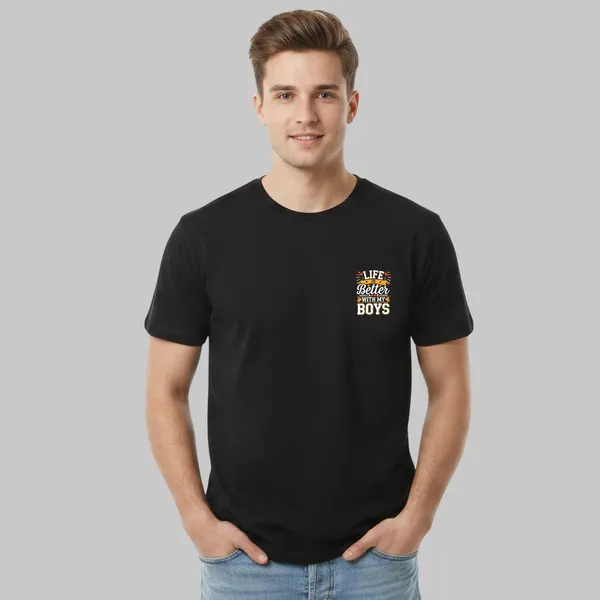 Black_Cotton_Lycra_Tencel_Round_Neck_T_Shirt_For_Men