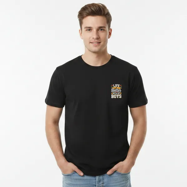 Black_Cotton_Lycra_Tencel_Round_Neck_T_Shirt_For_Men