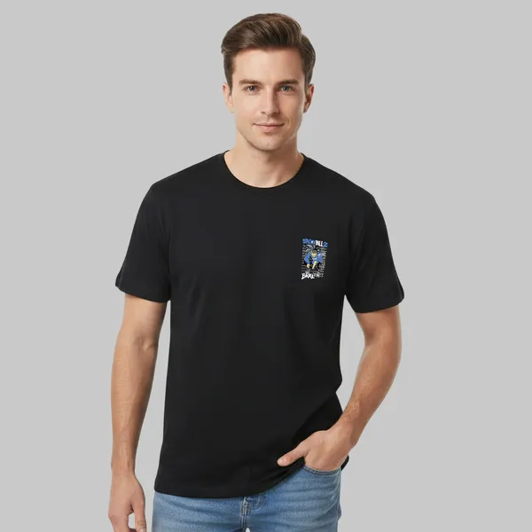 Black_Cotton_Lycra_Tencel_Round_Neck_T_Shirt_For_Men