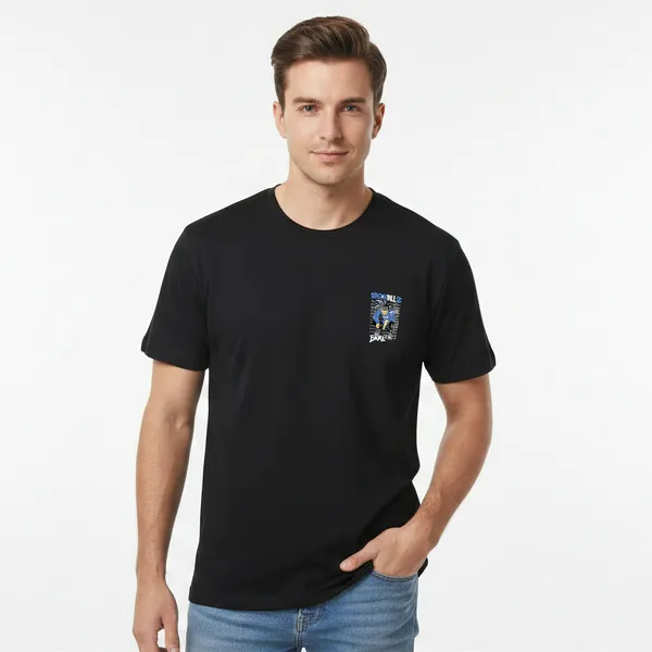 Black_Cotton_Lycra_Tencel_Round_Neck_T_Shirt_For_Men
