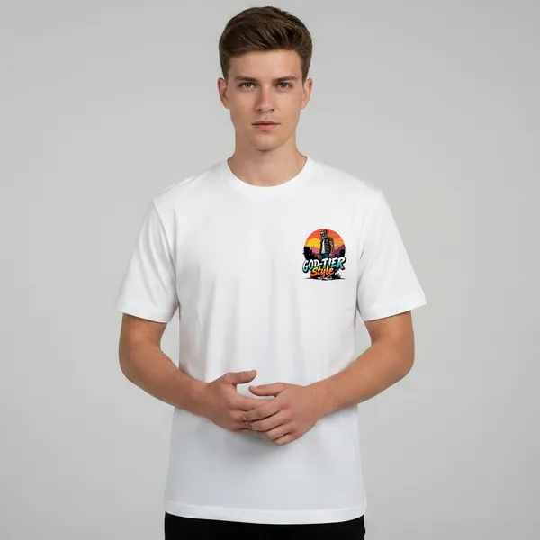 White_Cotton_Lycra_Tencel_Round_Neck_T_Shirt_For_Men
