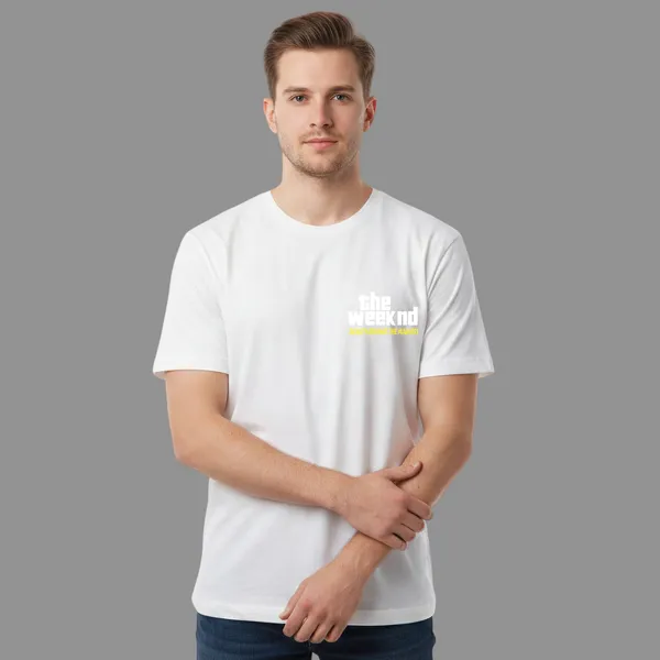 White_Cotton_Lycra_Tencel_Round_Neck_T_Shirt_For_Men