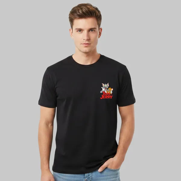 Black_Cotton_Lycra_Tencel_Round_Neck_T_Shirt_For_Men